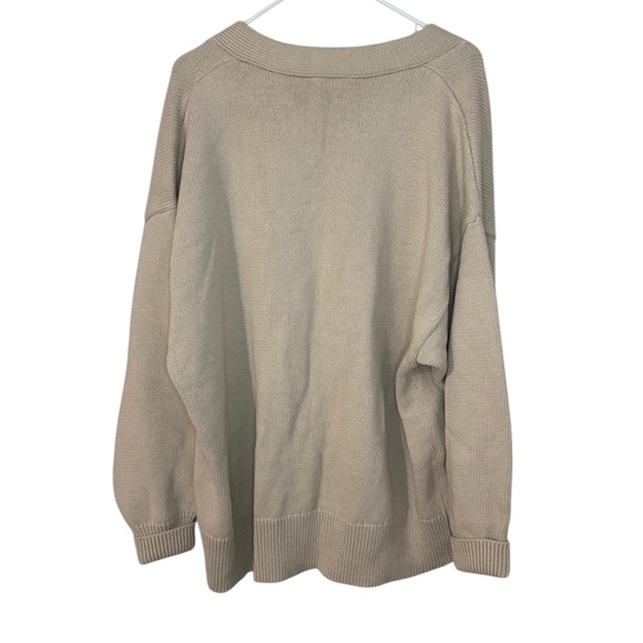Good American Chunky Oversized Cardigan Cotton in Cream Beige Size 5/6 • 2XL/3XL - Picture 3 of 7